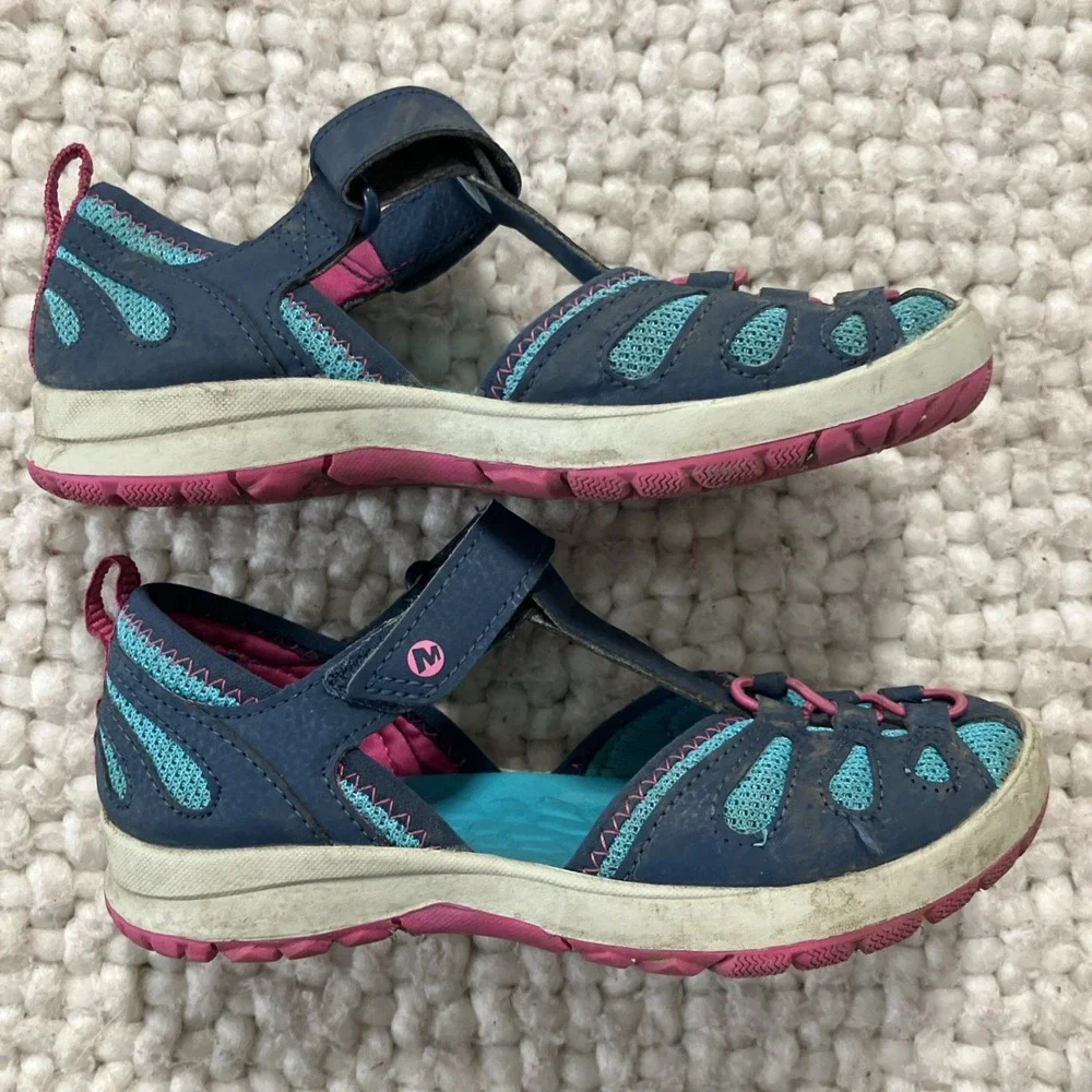 Kids Merrell Hydro Jr Blue Shoes Size 2.0W Sandals Water Outdoors Canoe Beach